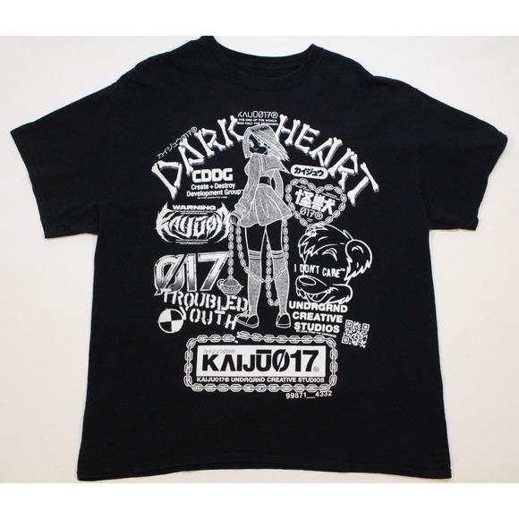 KAIJU017 Other - KAIJU017 Dark Heart Troubled Youth Black T-Shirt Men's Graphic Shirt size XL